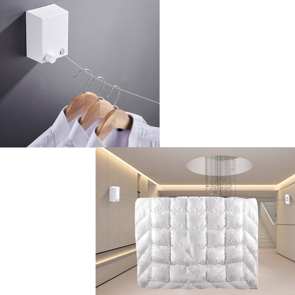 Corde à Linge Murale Télescopique en Acier Inoxydable 304 – Rétractable 4.2m