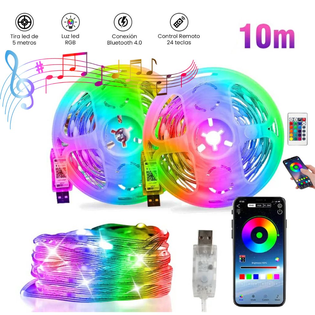 Guirlande LED RGB 10M — Déco Lumineuse Multicolore