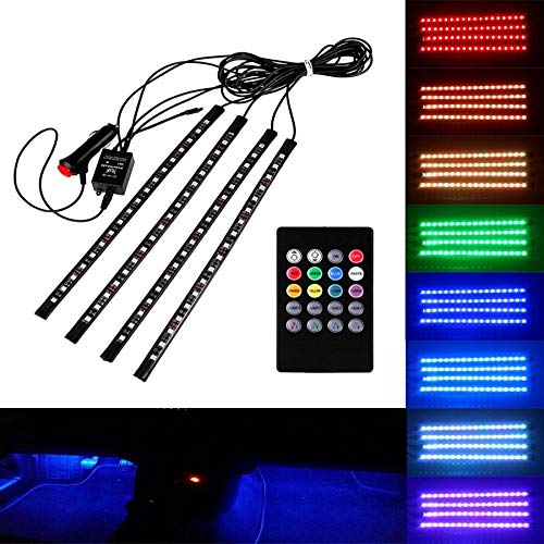 Kit 4 Bandes LED Intérieures Voiture RGB avec Télécommande & Mode Musique – Éclairage Ambiance 48 LED 12V