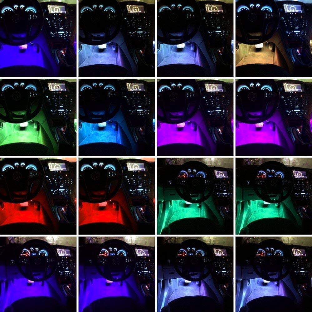 Kit 4 Bandes LED Intérieures Voiture RGB avec Télécommande & Mode Musique – Éclairage Ambiance 48 LED 12V