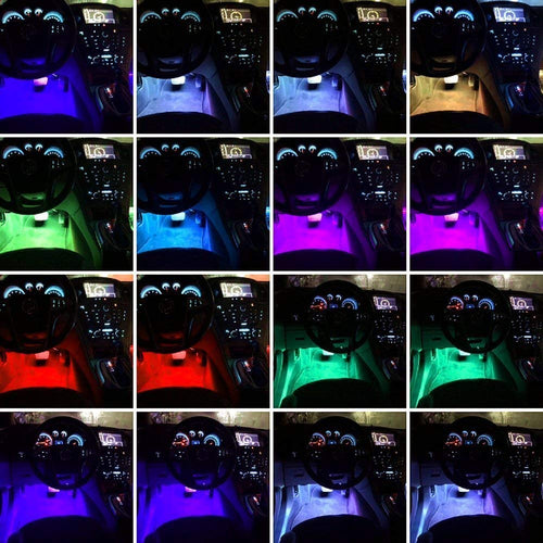 Kit 4 Bandes LED Intérieures Voiture RGB avec Télécommande & Mode Musique – Éclairage Ambiance 48 LED 12V