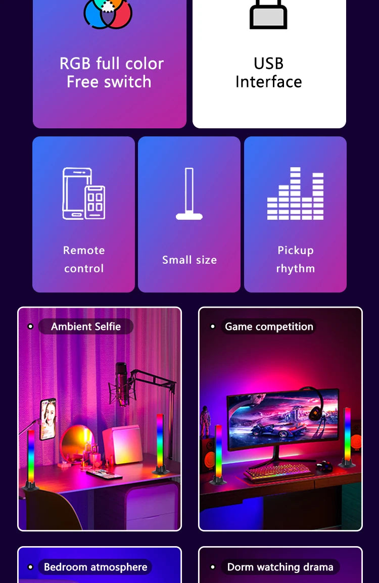 Barres LED RGB pour Bureau – Ambiance Lumineuse et Décorative 2 pièces – أعمدة إضاءة للمكتب