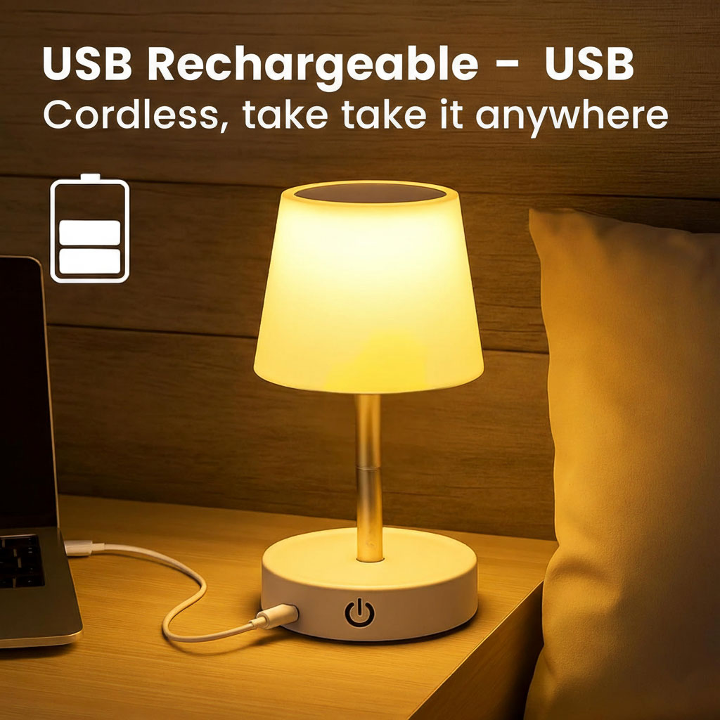 Lampe de Table LED Télescopique Rechargeable – Design Élégant & Contrôle Tactile