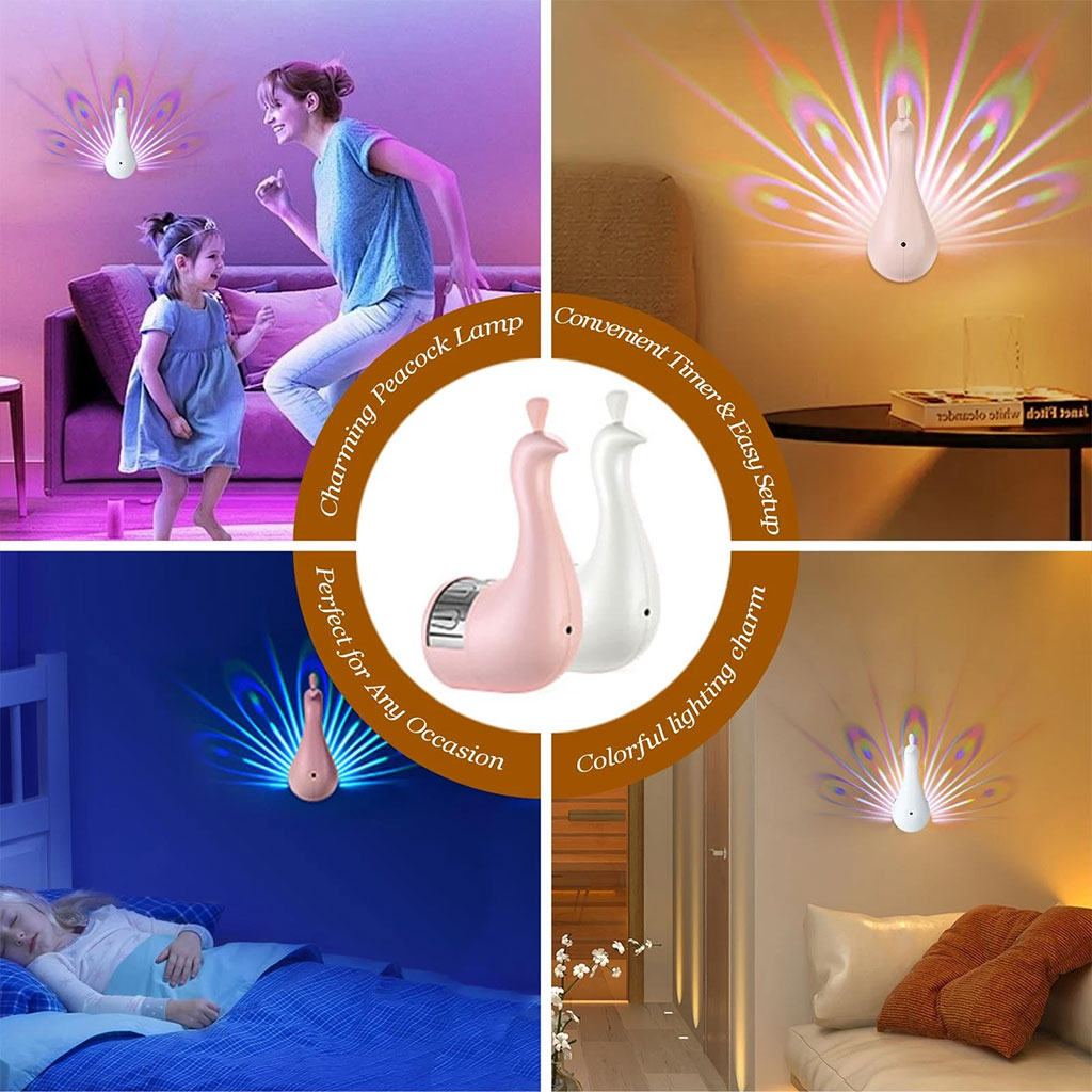 Lampe Projecteur Paon LED – Ambiance lumineuse élégante et apaisante