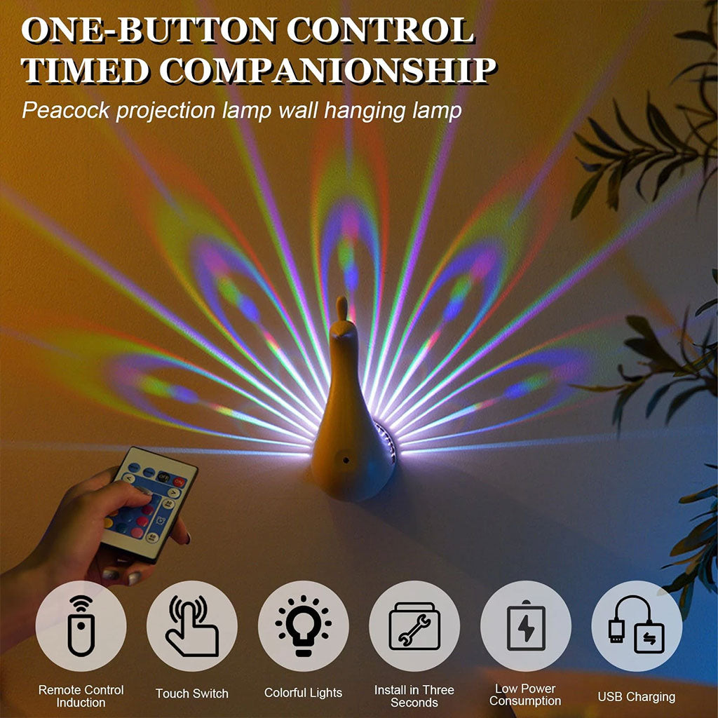 Lampe Projecteur Paon LED – Ambiance lumineuse élégante et apaisante