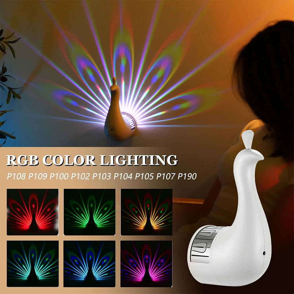 Lampe Projecteur Paon LED – Ambiance lumineuse élégante et apaisante