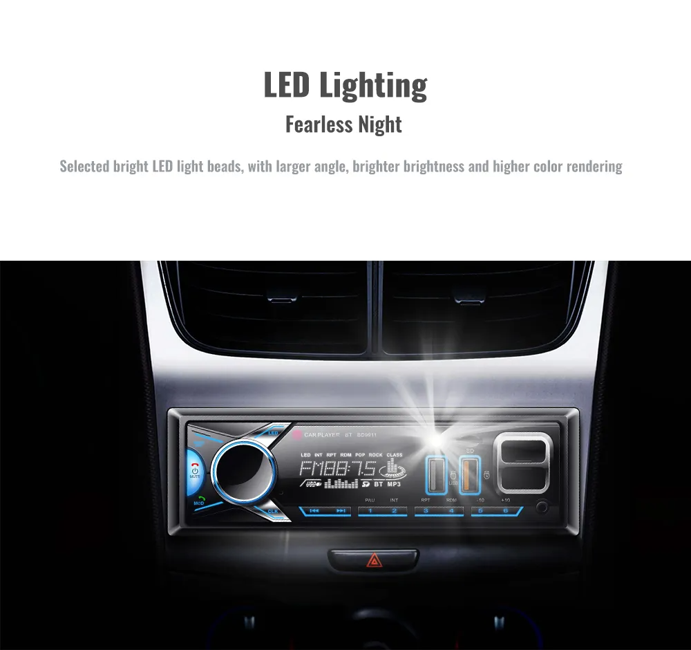 Récepteur Stéréo Voiture Bluetooth 60W – VOITURE BT avec Écran LCD et Carte SD