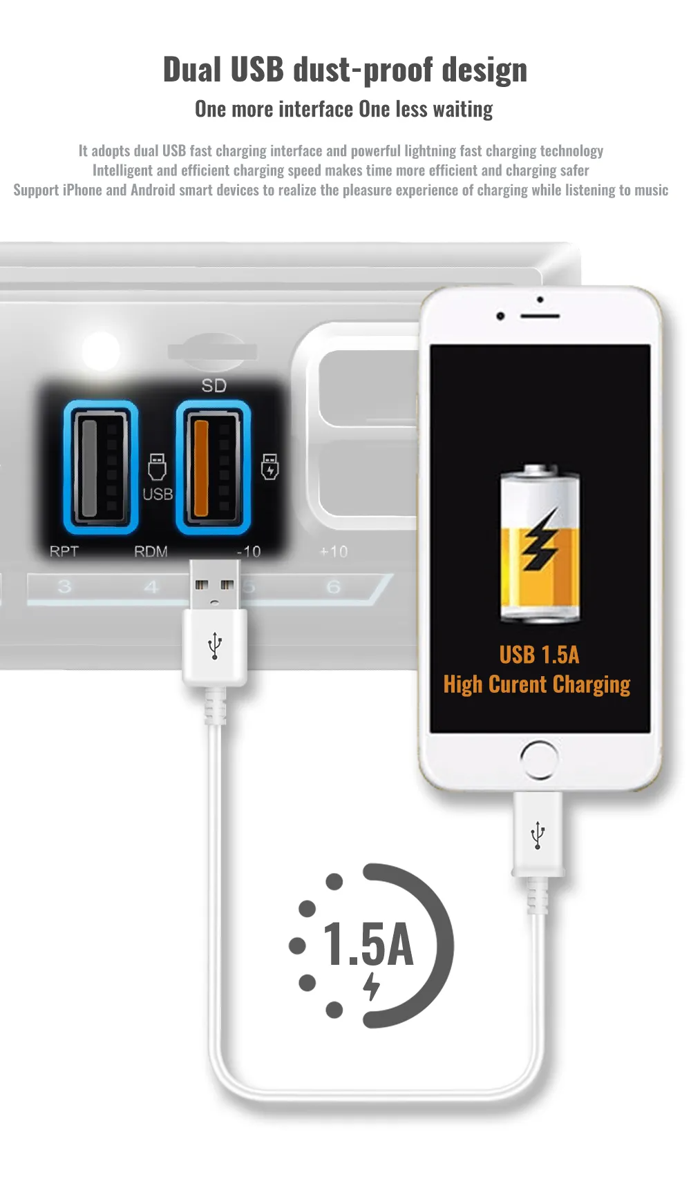 Récepteur Stéréo Voiture Bluetooth 60W – VOITURE BT avec Écran LCD et Carte SD