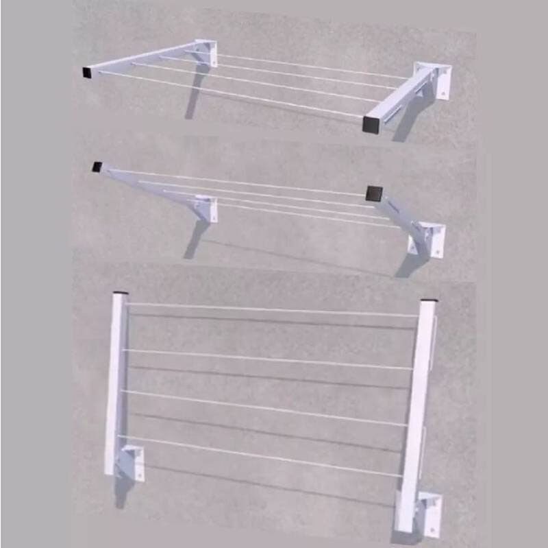 🧺 Porte-Vêtements Pliant avec Corde à Linge – 2 Bras Blancs, Hauteur 60 cm