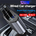 🔌 Chargeur Voiture 4 en 1 avec Câbles Rétractables