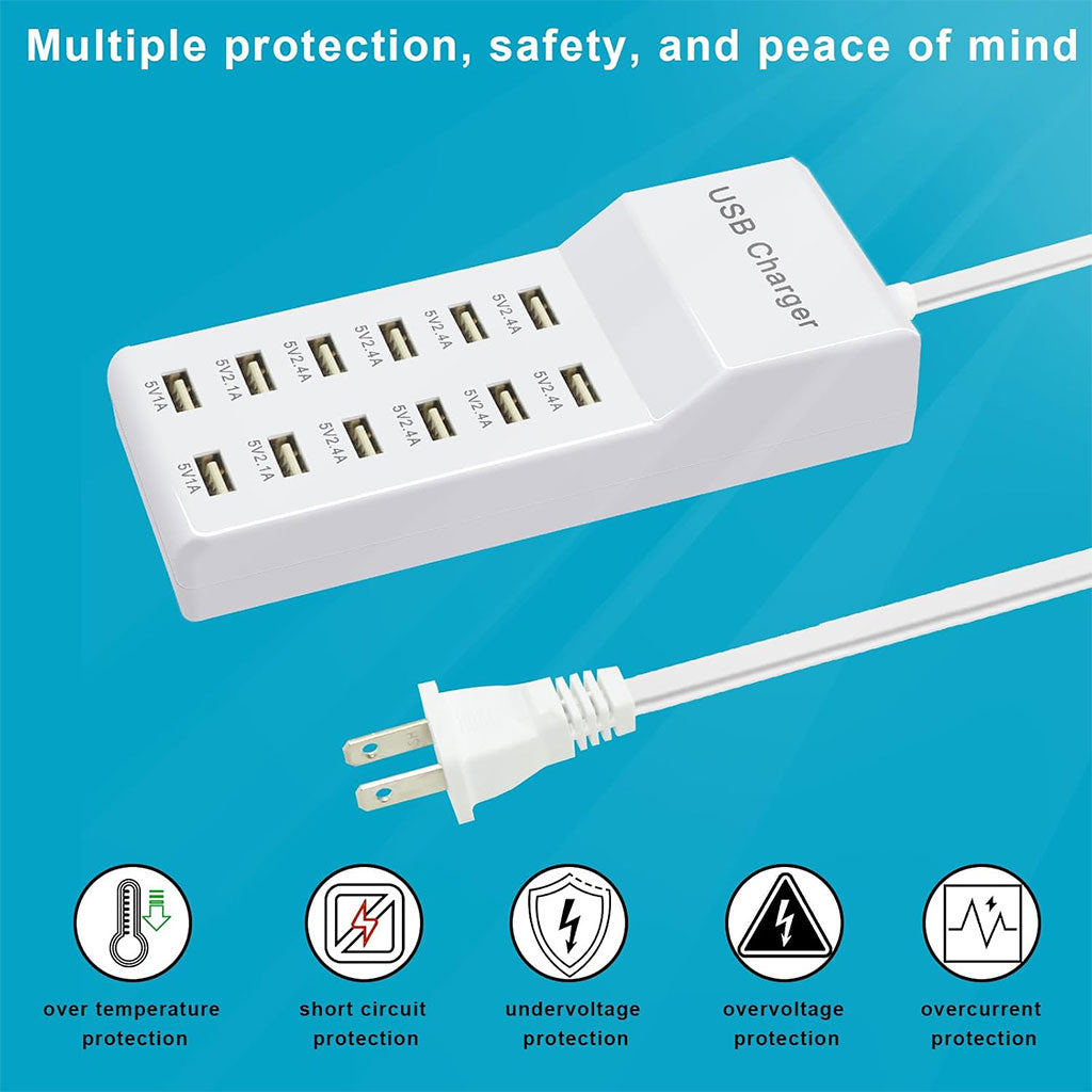 Station de Charge USB — 12 Ports Charge Rapide محطة شحن USB متعددة المنافذ — 12 منفذ مستقل