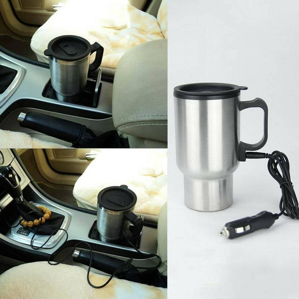 Chauffe-Tasse Électrique 12V pour Voiture — 450 ml | Acier Inoxydable | Café Chaud en 15 Min