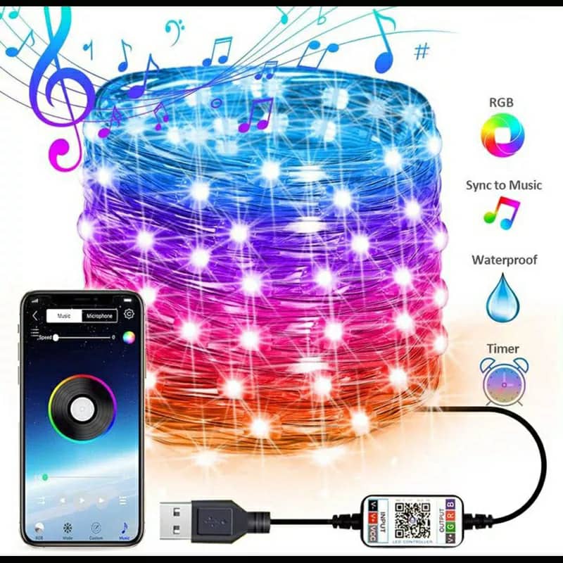 Bande LED Lumineuse Intelligente RGB 5M USB Bluetooth