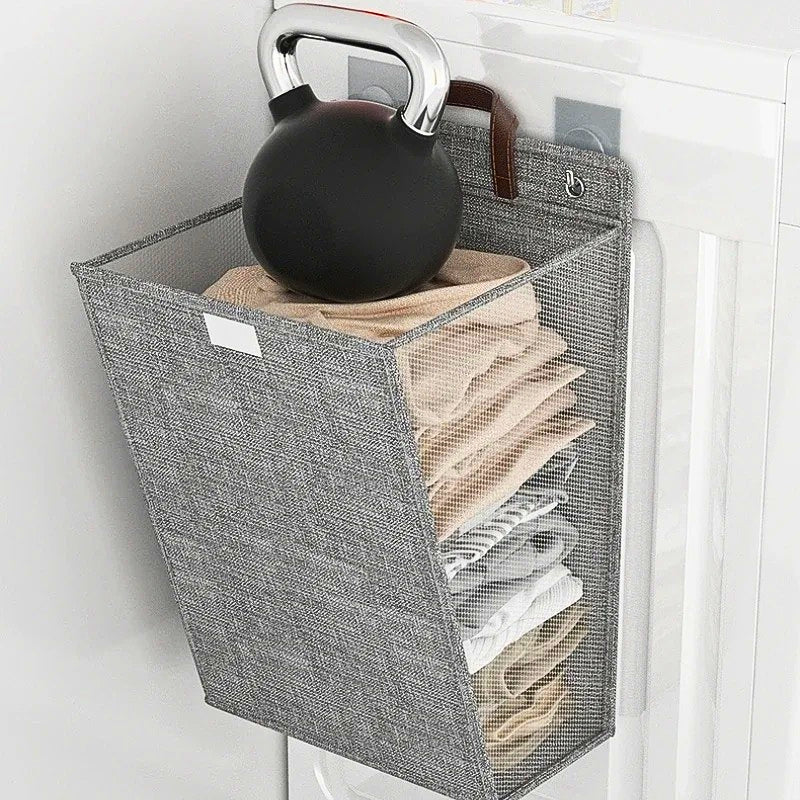 Panier à linge mural pliable – Grande capacité en coton & lin écologique
