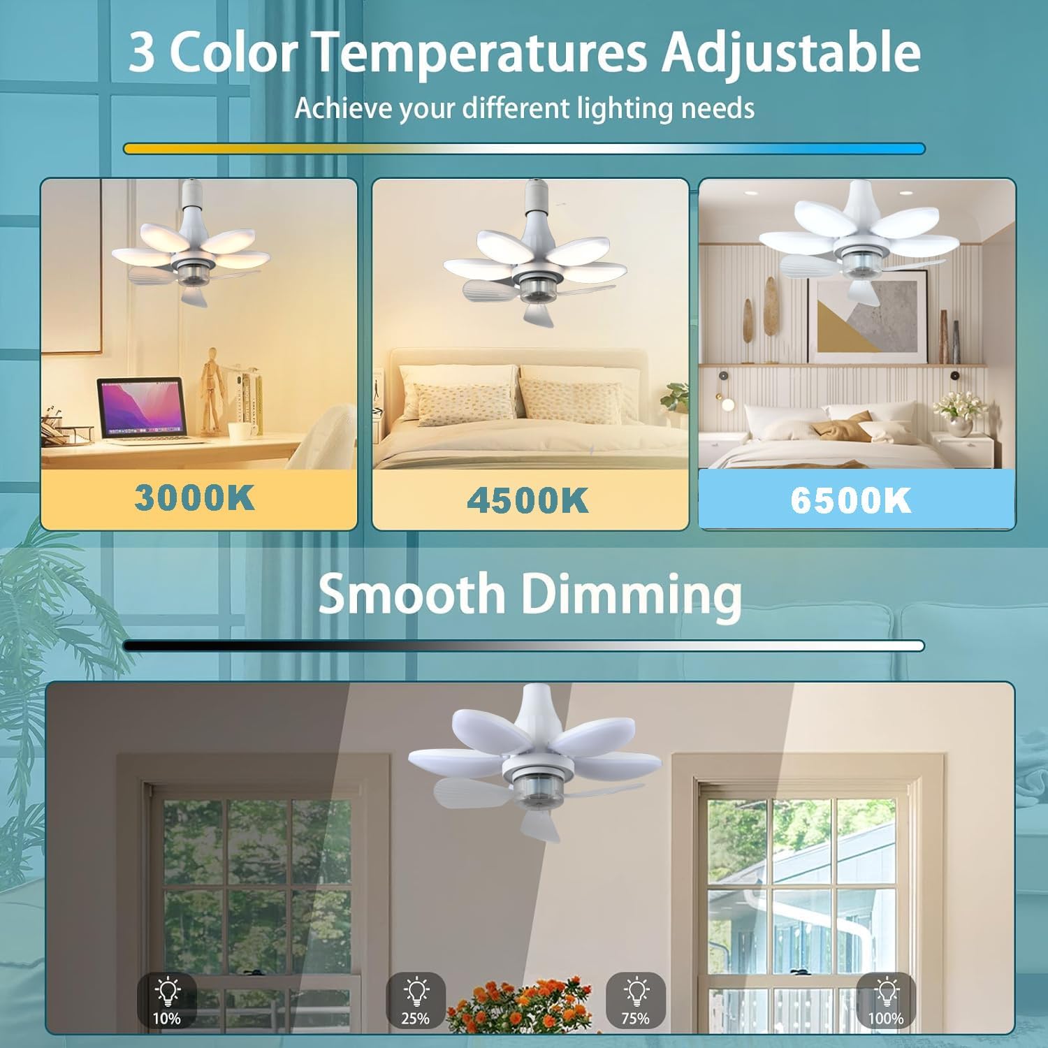 Ventilateur de Plafond Lumineux Intelligent 2-en-1 avec Télécommande – L'Innovation qui Rafraîchit et Illumine Votre Quotidien