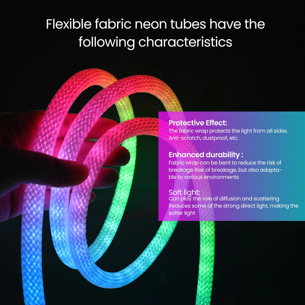 🌈 Bande LED RGB Tube 360° Numérique – 5M | USB 5V | App Control