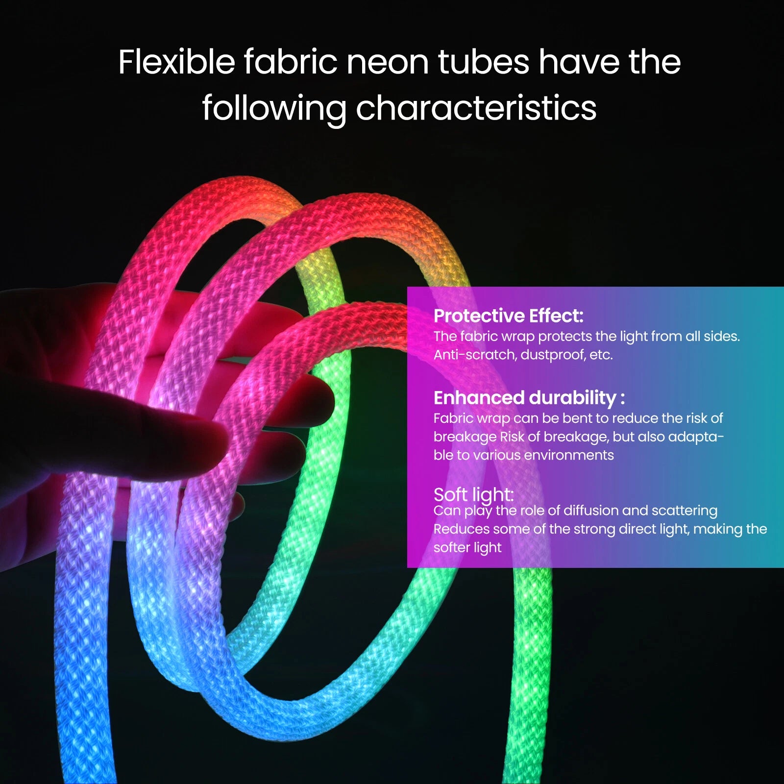 🌈 Bande LED RGB Tube 360° Numérique – 5M | USB 5V | App Control