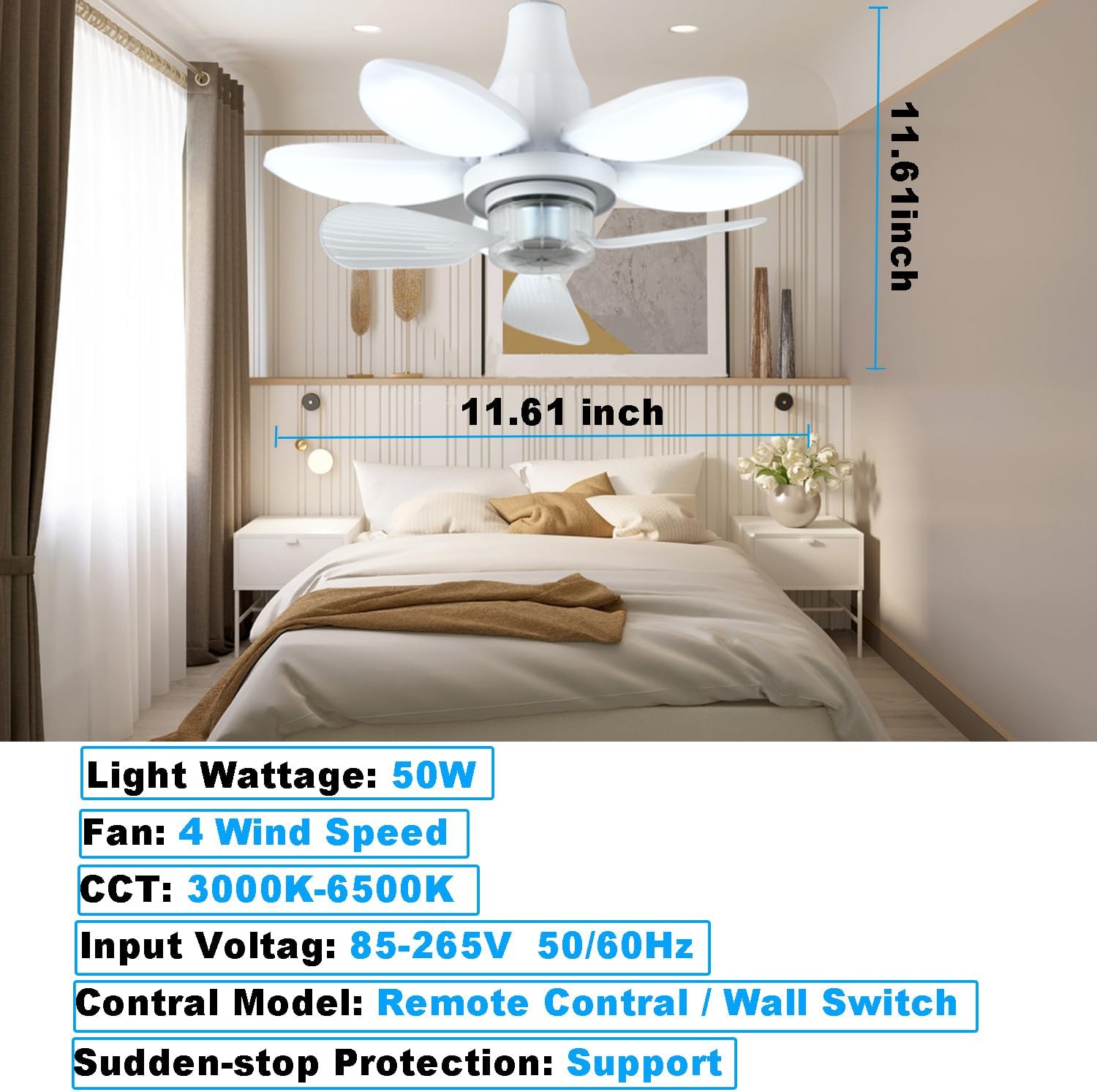 Ventilateur de Plafond Lumineux Intelligent 2-en-1 avec Télécommande – L'Innovation qui Rafraîchit et Illumine Votre Quotidien