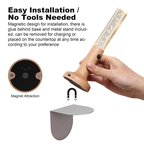 Applique Murale Rechargeable en Bois avec Détecteur de Mouvement – Effet Glow | مصباح جداري محمول
