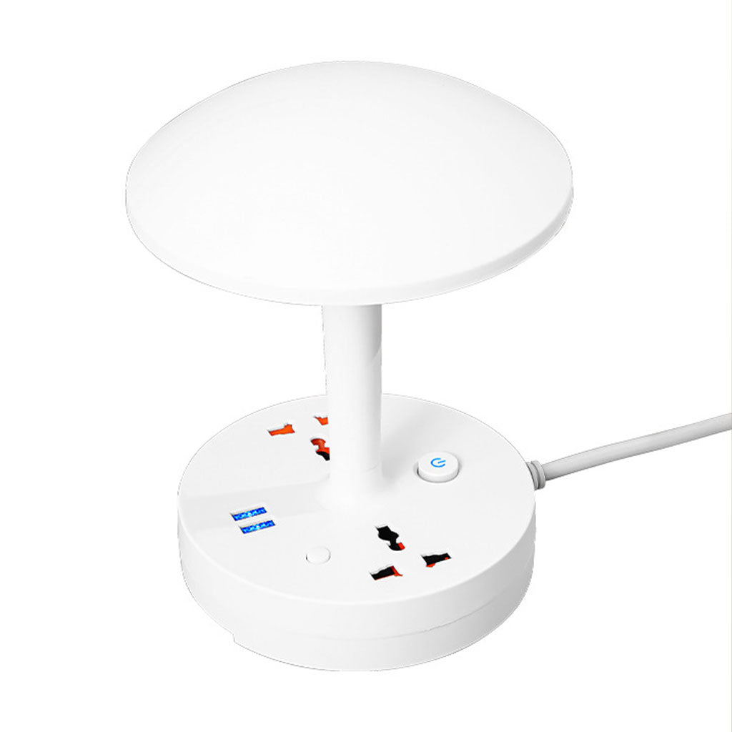 Multiprise 2500W avec Lampe de Bureau LED — 3 Couleurs & 2 Ports USB