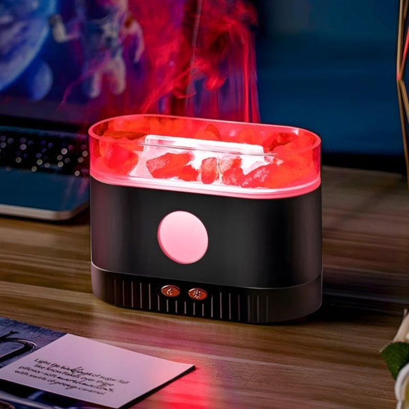 Humidificateur Diffuseur d'Huiles Essentielles à Flamme Multicolore et Pierres de Sel – 200ml