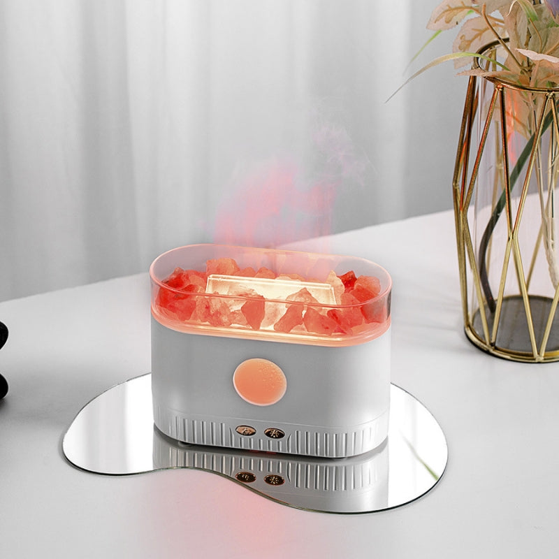 Humidificateur Diffuseur d'Huiles Essentielles à Flamme Multicolore et Pierres de Sel – 200ml