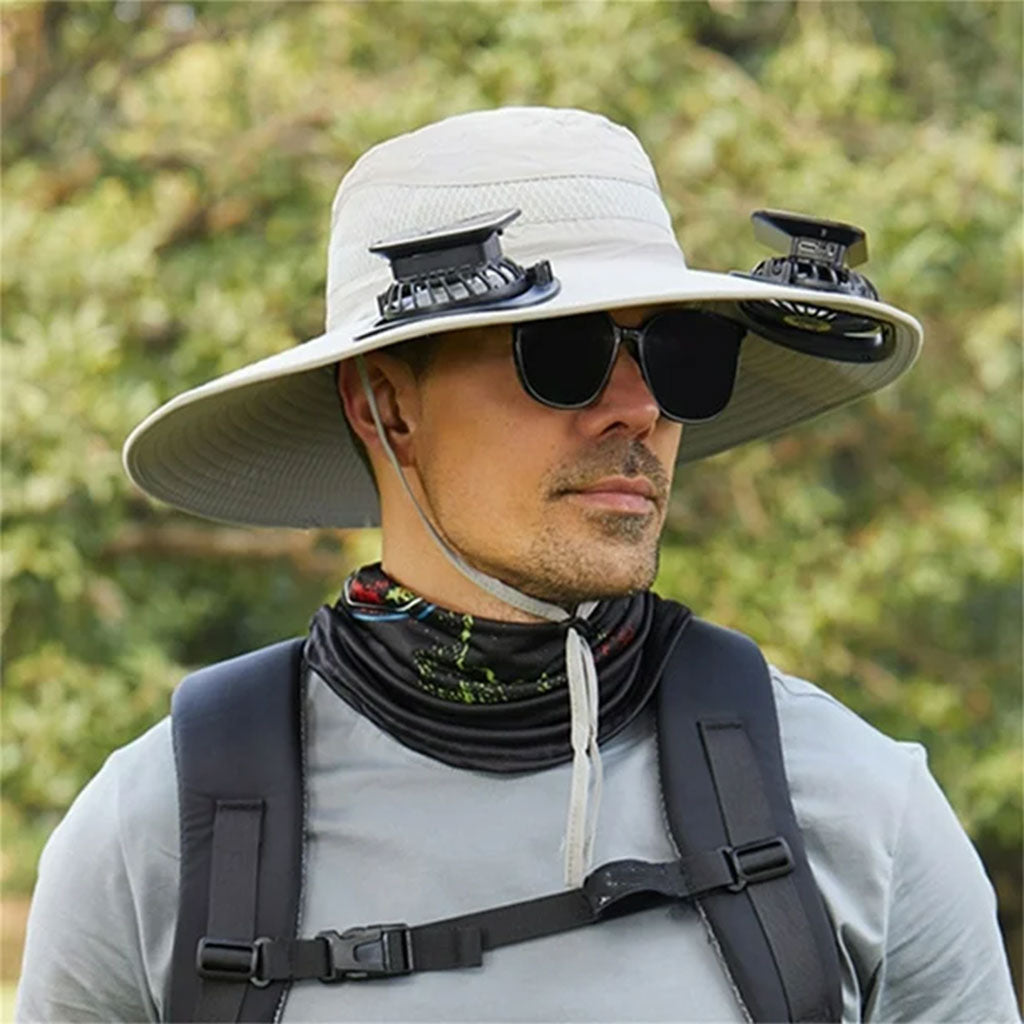 ☀️ Chapeau Solaire Intelligent avec Double Ventilateur